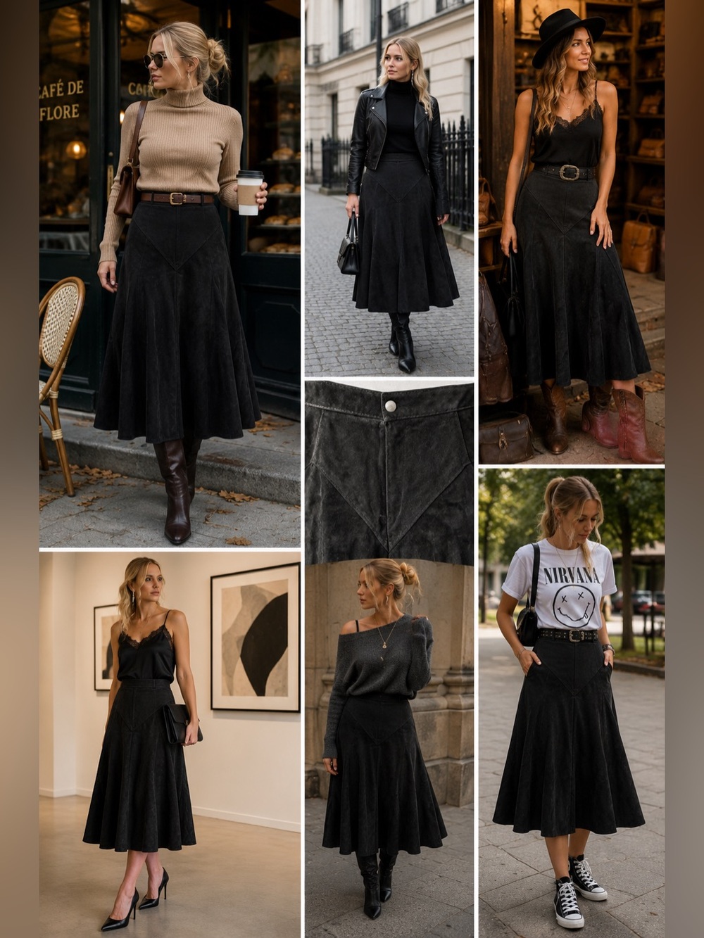 Black Suede Circle Skirt by Bianca Made in Canada